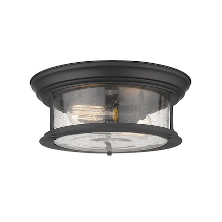 Z-Lite Sonna 2 Light Flush Mount, Matte Black And Clear Seedy 727F13-MB